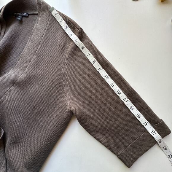 Eileen Fisher M Silk Cotton Knit Cardigan Jacket Open Front Elbow Sleeve - Picture 6 of 8